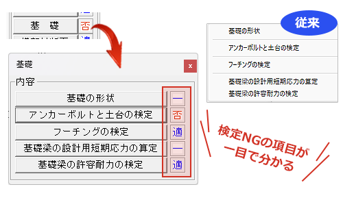 基礎検定のNG項目が瞬時に分かる