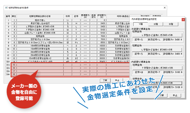 重心・剛心位置の表示や偏心率の計算にも対応