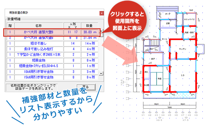 すぐに把握できる補強箇所