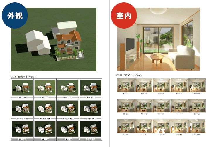 地域や季節、時間で日当りシミュレーション