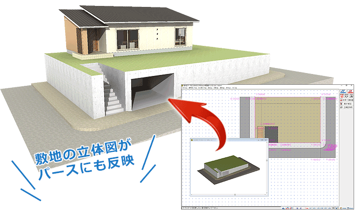 敷地立体図はパースにも反映